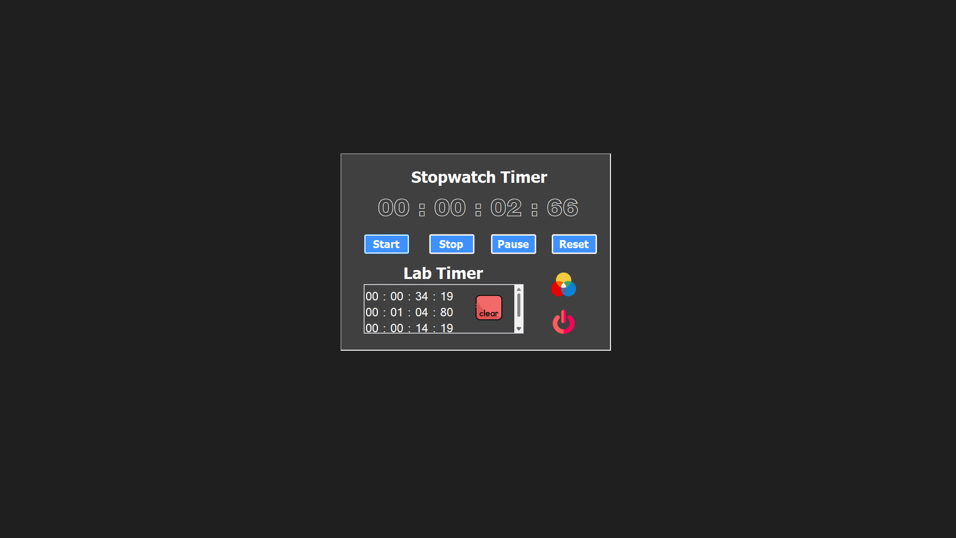 Stopwatch Dark Theme